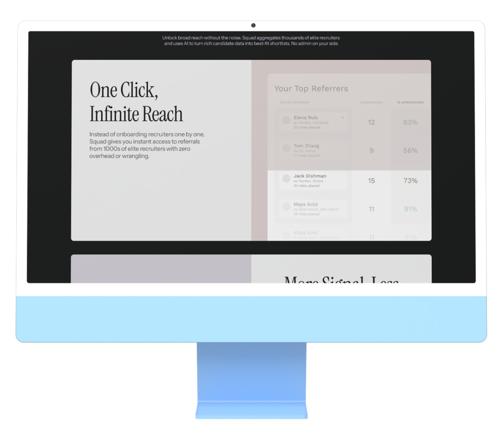 SquadTalent AI talent matching platform built by Zimozi interface