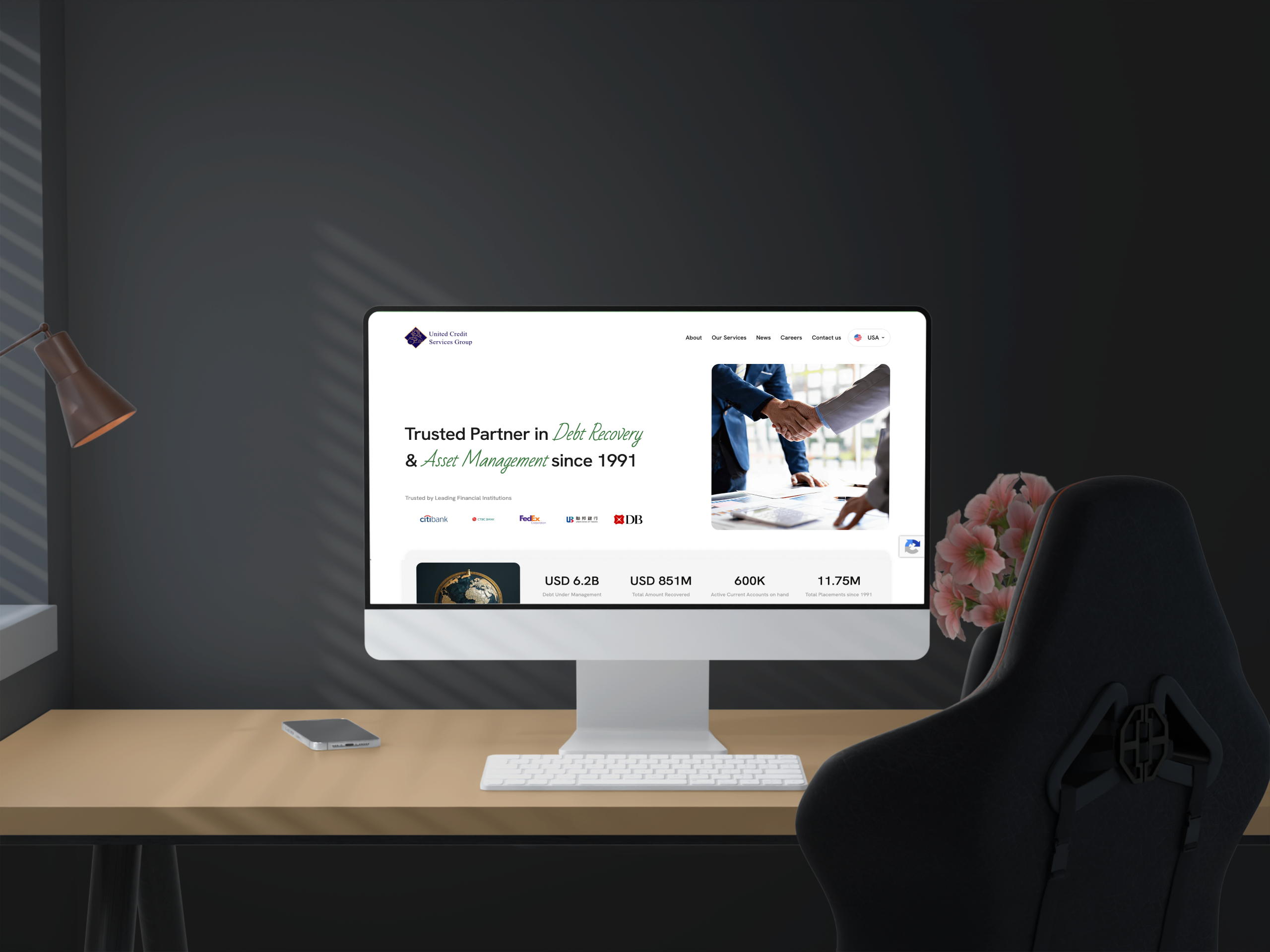 United NPL website displayed on a desktop monitor